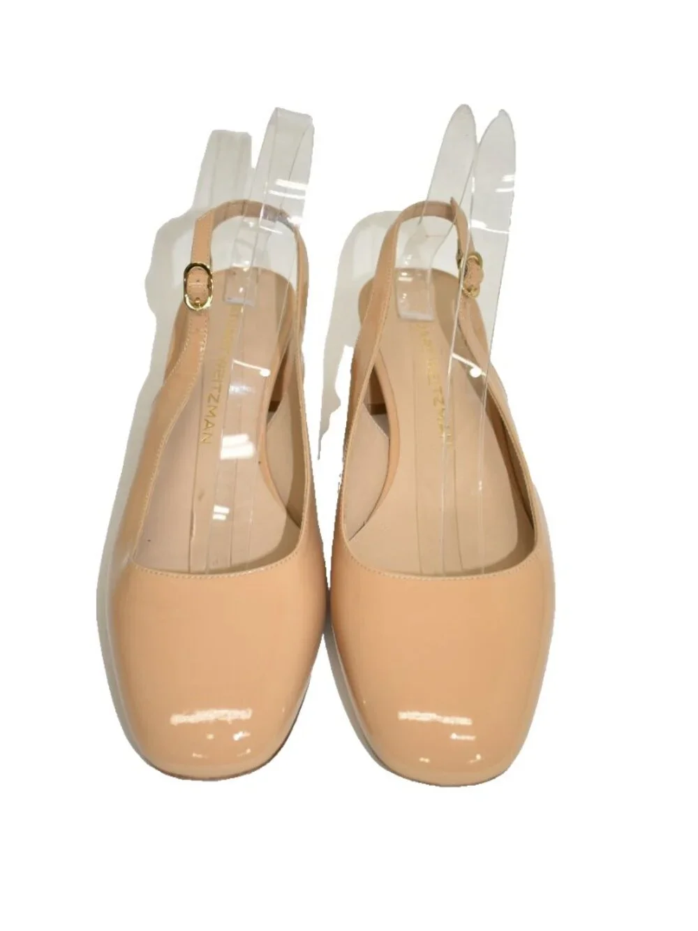 $500 STUART WEITZMAN MAEVE SLINGBACK HEELED PUMP PATENT LEATHER ADOBE 8.5 B(PD1)
